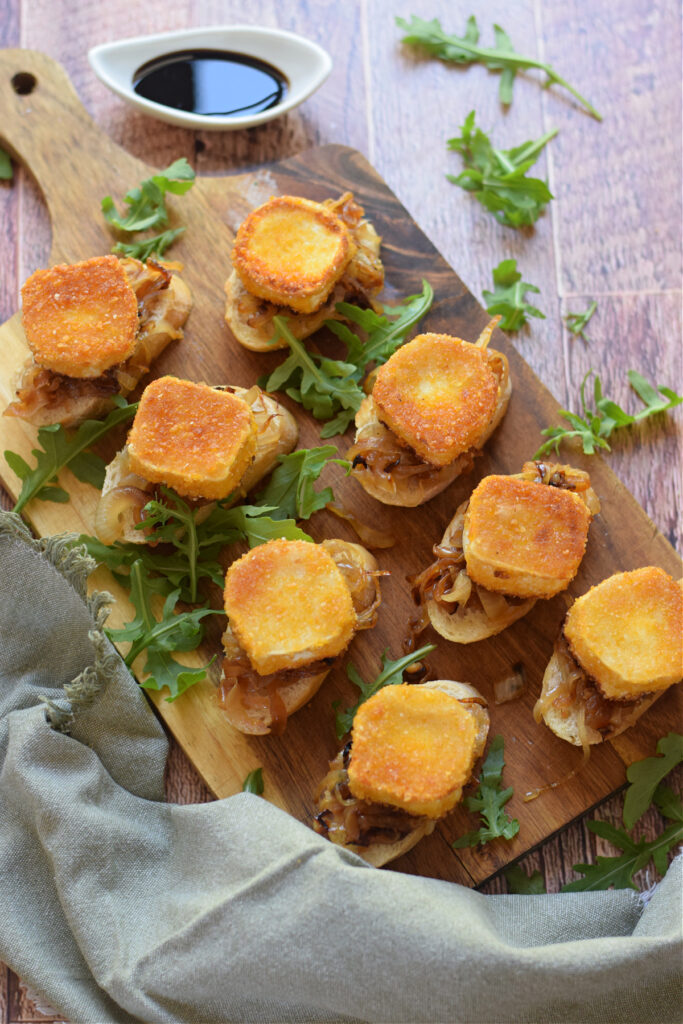 Fried cheese bruschetta.