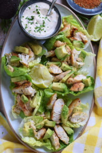 Chicken lettuce wraps on a platter.