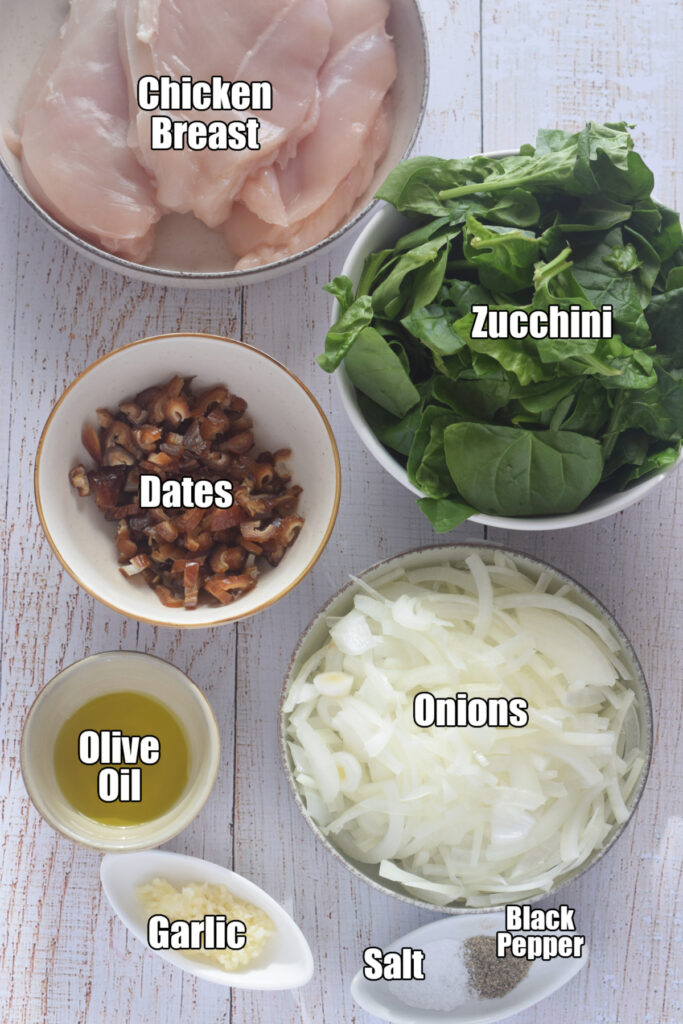 Ingredients to make stuffed chicken breast.