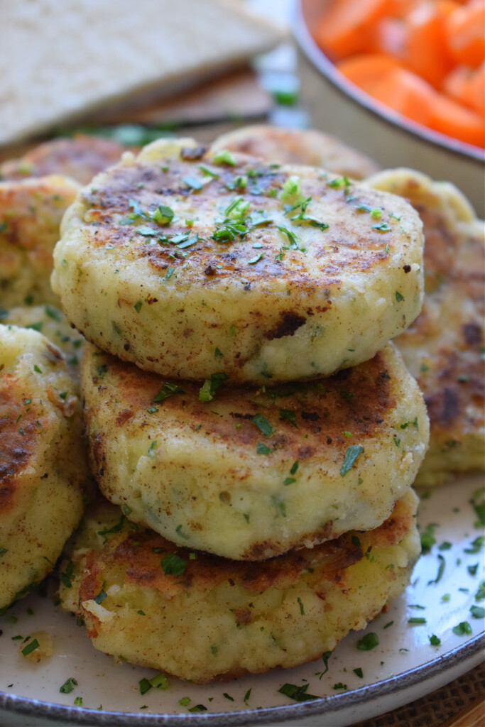 A stack of homemade fish cakes.