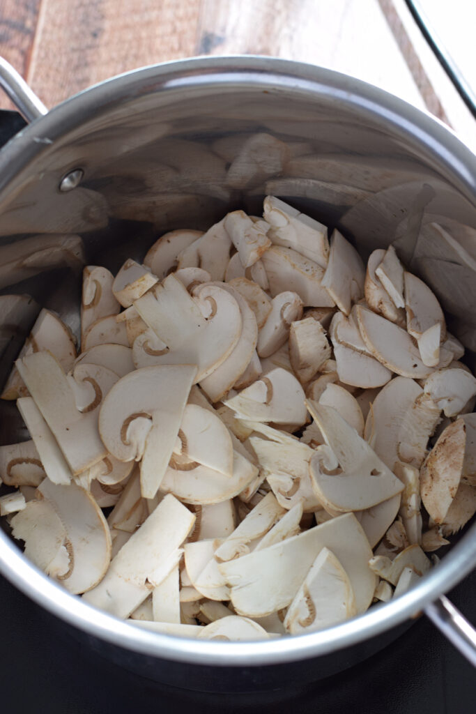 Mushrooms in a saucepan.