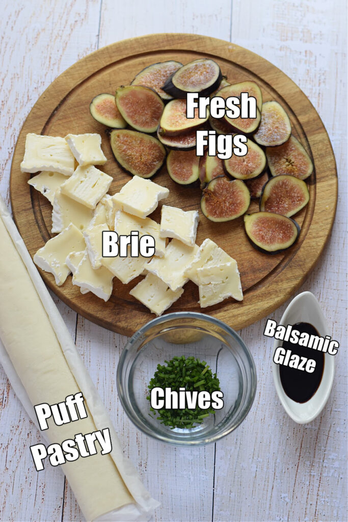 Ingredients to make fig and brie appetizers.