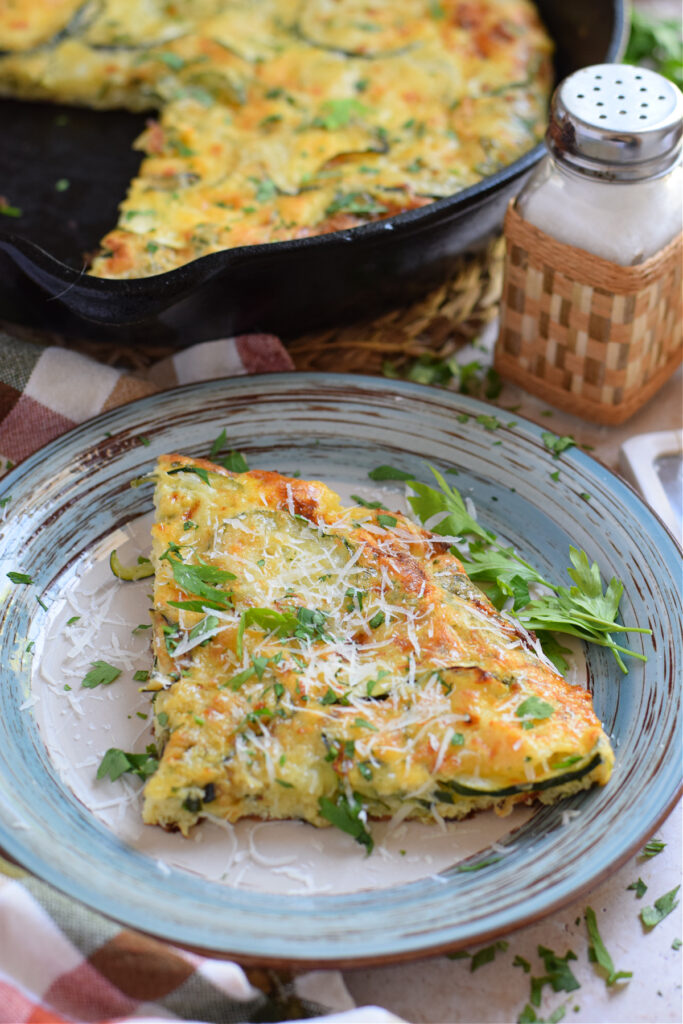 Zucchini Parmesan Frittata on a plate.
