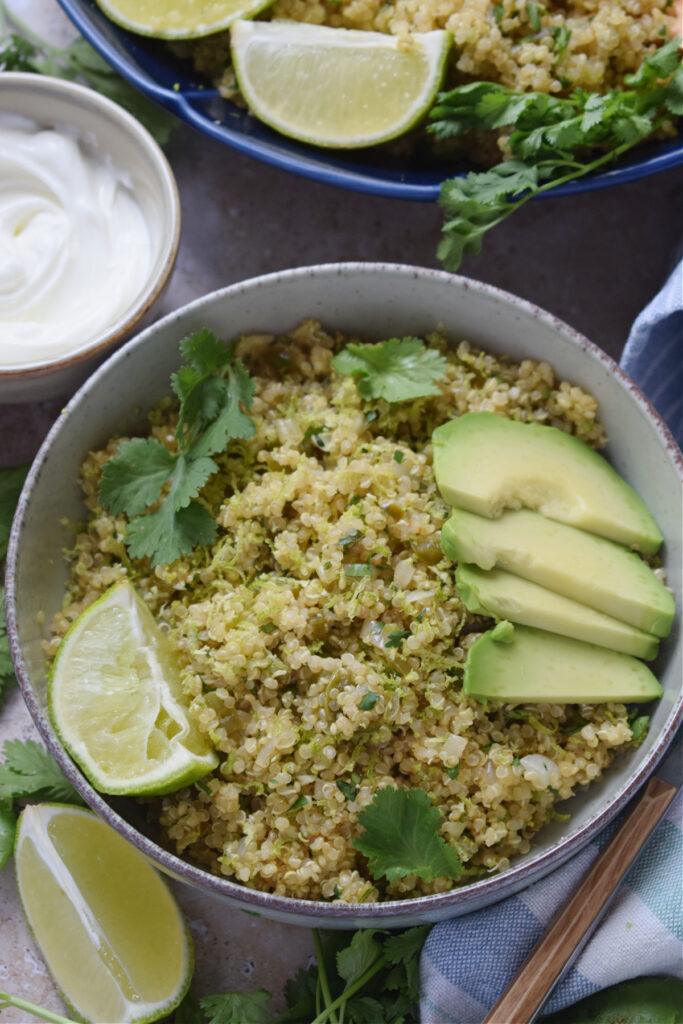 Cilantro lime quinoa in a bowl.
