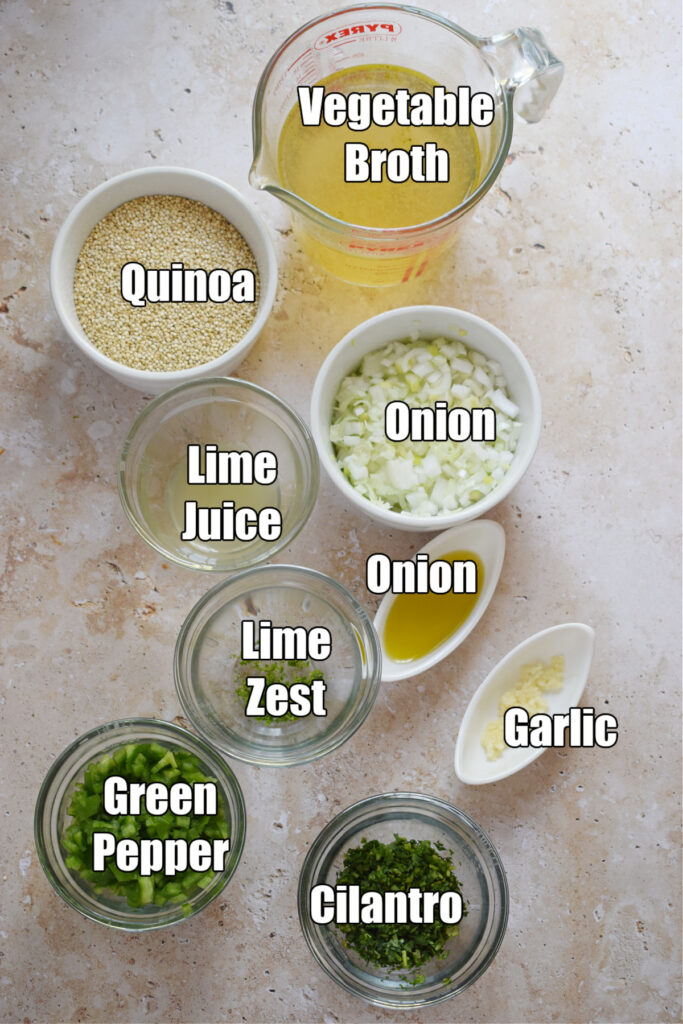 Ingredients to make cilantro lime quinoa.