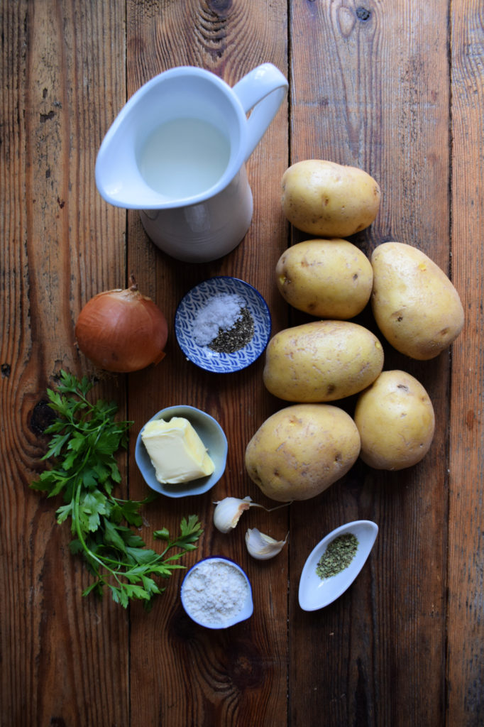 Ingredients to make the Old Fashioned Scalloped Potatoes