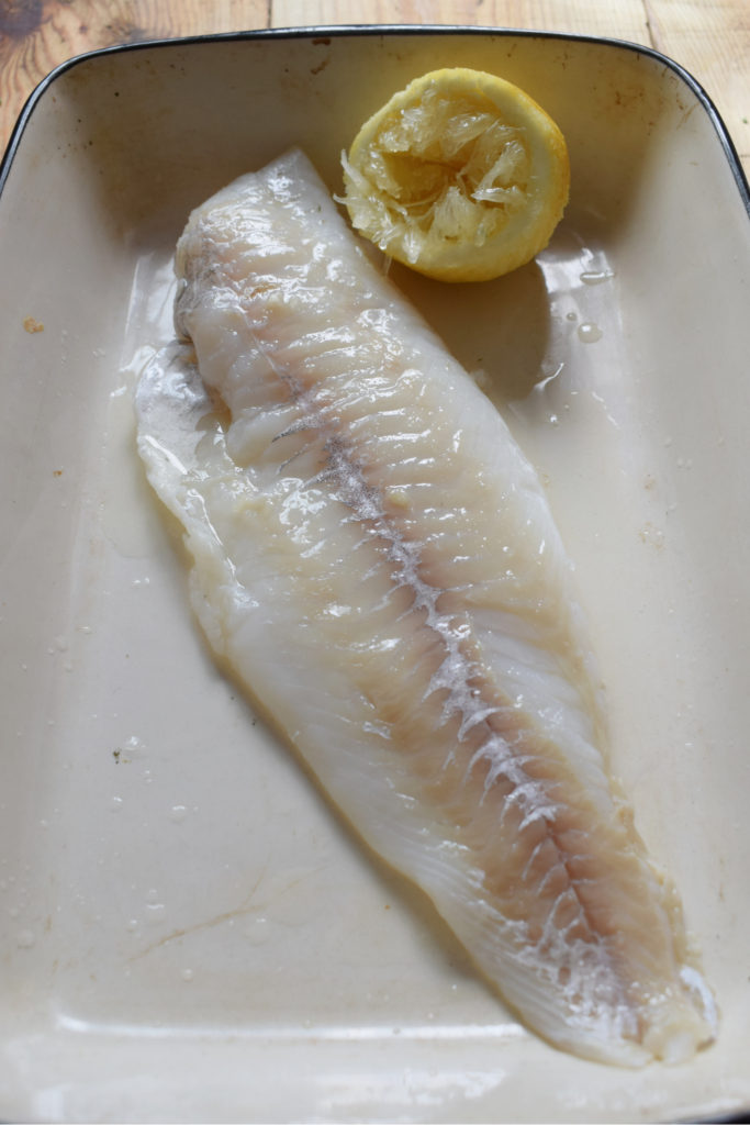 raw cod in a dish