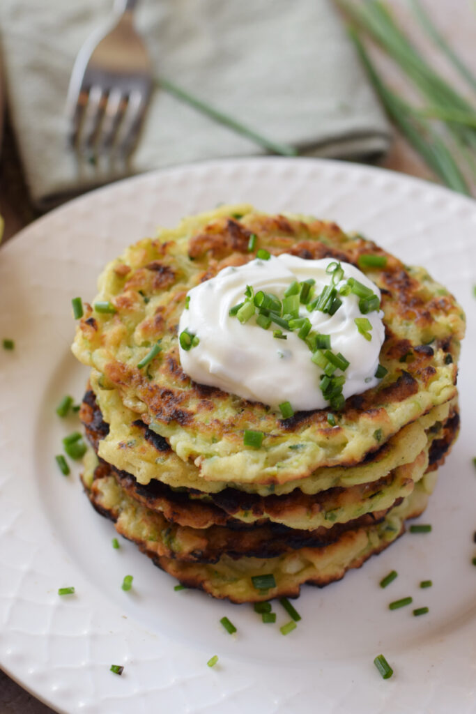 A stack of zucchini fritters.