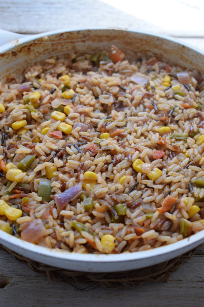 Mexican Style Rice in a skillet