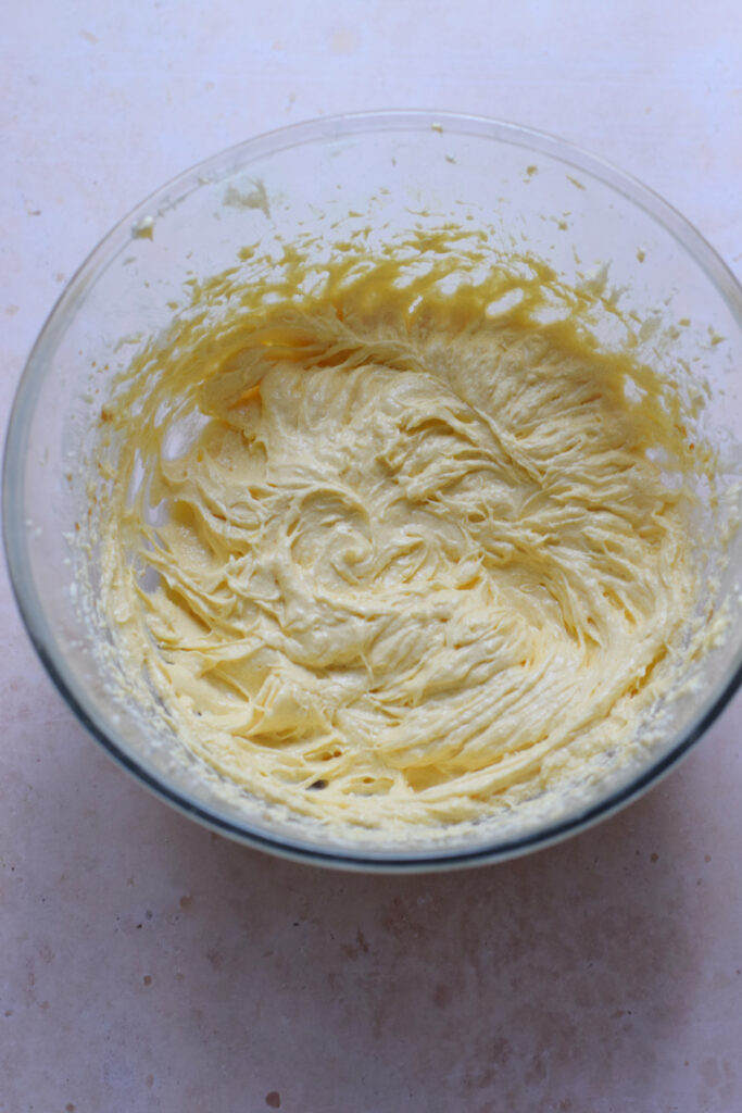 Cake batter in a bowl.