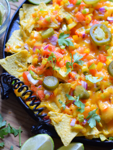 Close up of vegetable nachos.