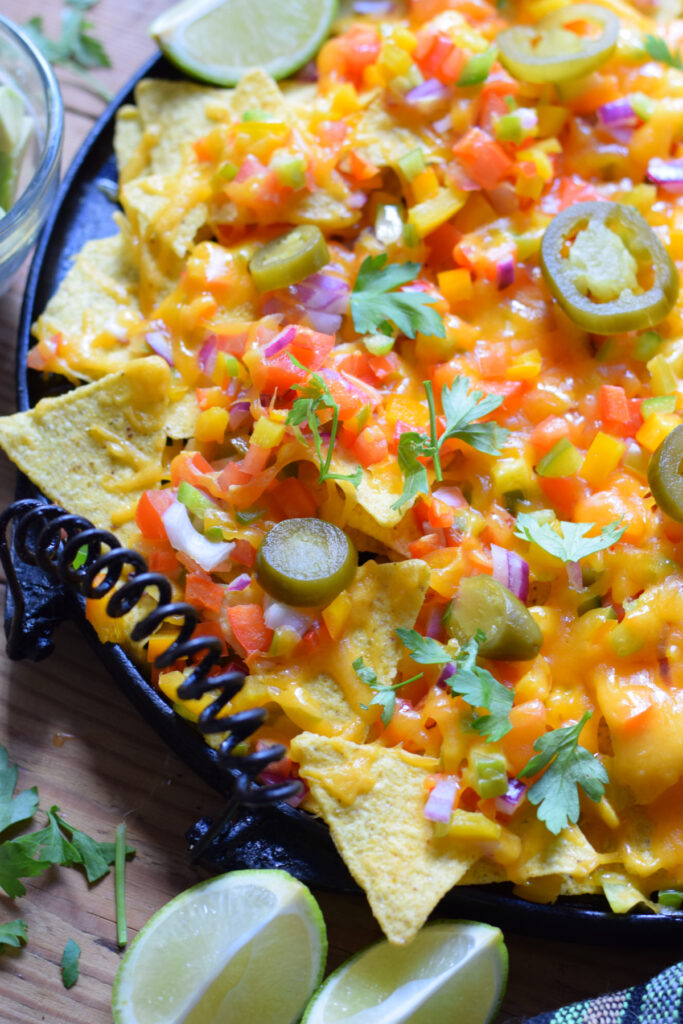 Close up of vegetable nachos.