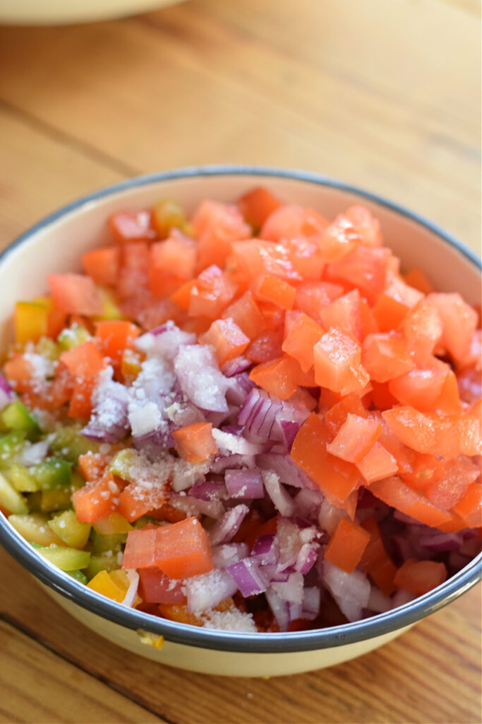 Making a topping for nachos