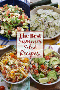 A photo collage of summer salads.