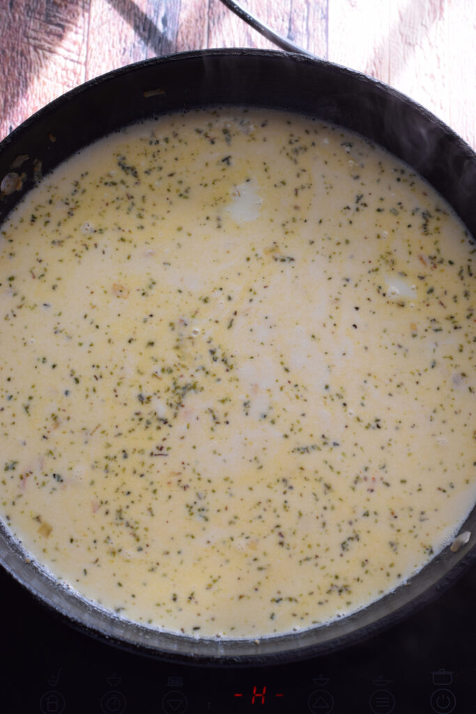 Making a creamy sauce.