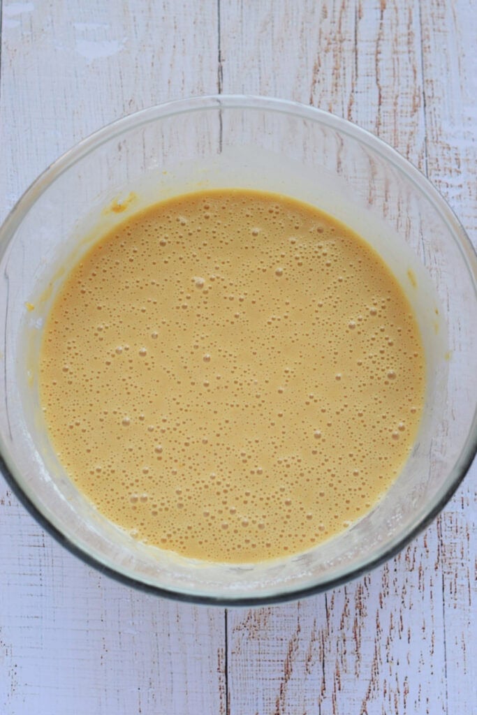 Cookie bar filling in a glass bowl.