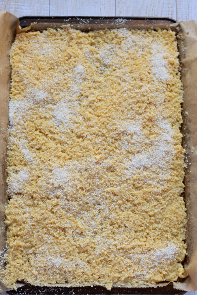 Ready to bake coconut bars.