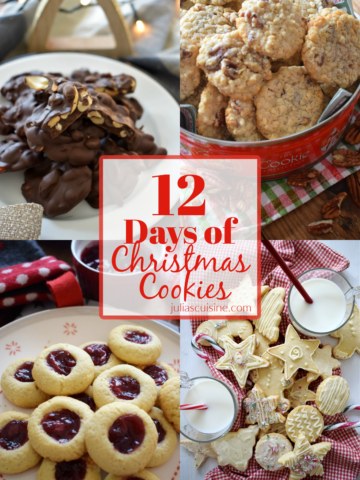 Photo collage of 12 Christmas cookie recipes.