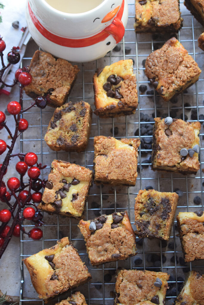 Cookie bars on a tray.