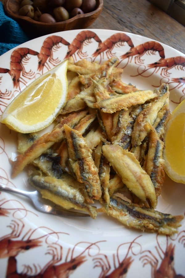 close up view of the pan fried anchovies