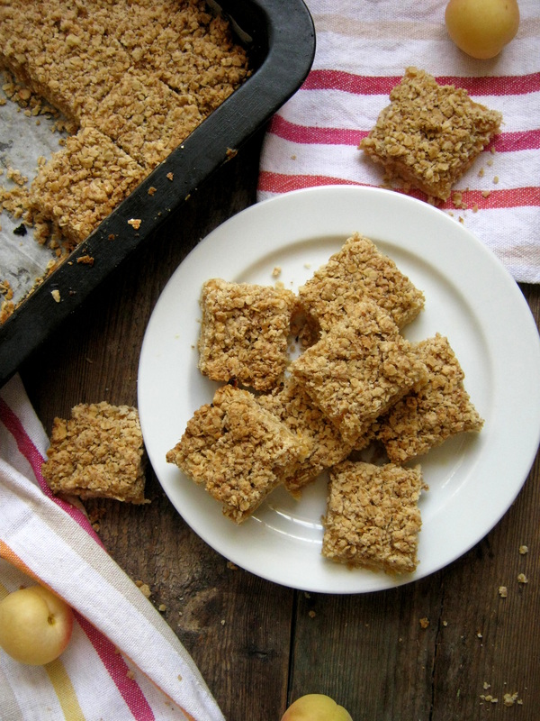 overhead view of apricot crumble squares