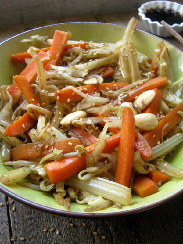 close up view of the Veggie & Soy Bean Sprout Stir Fry