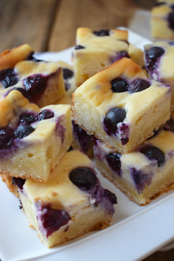 close up of belueberry cream cheese squares