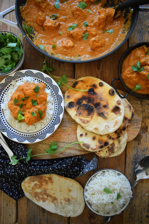 table setting view of the chicken curry