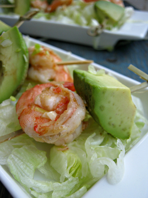 close up of the chili lime shrimp and avocado bites