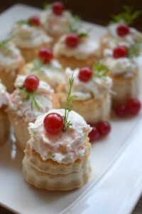 CLOSE UP OF THE SMOKED SALMON VOL-AU-VENTS