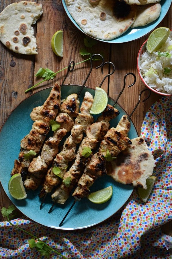 Table setting of the Ginger & Lime Chicken Kebabs