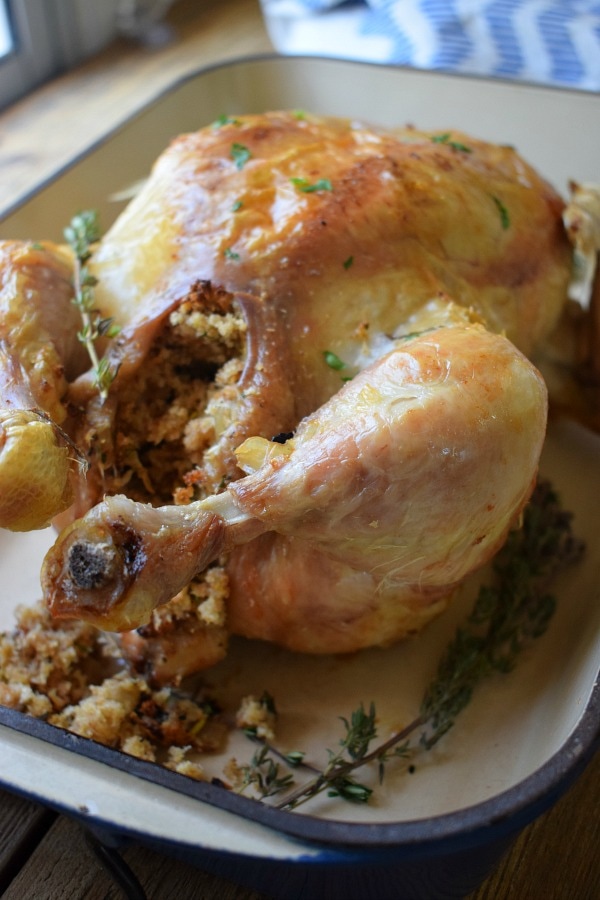 roasted chicken in a baking dish