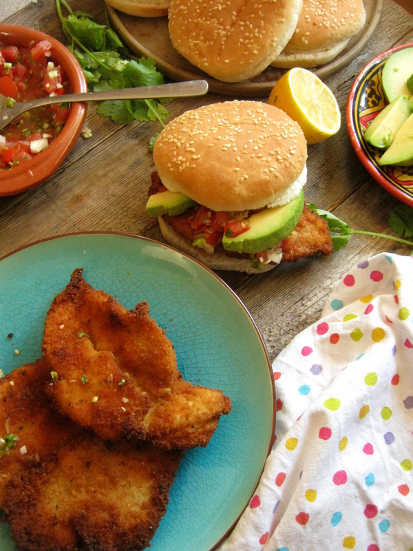 table setting view of the chicken burger