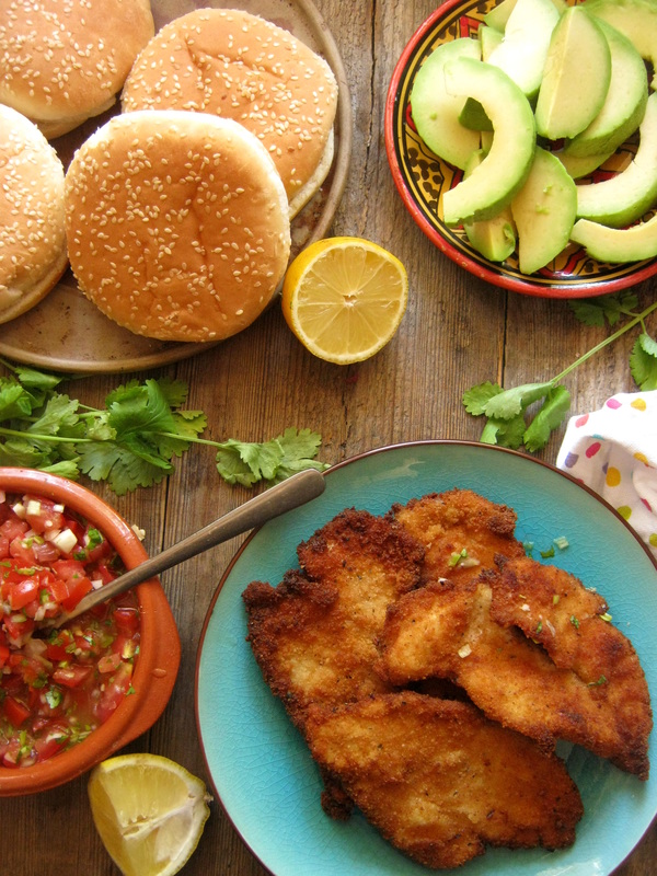 table setting view of the Mexican Style Crispy Chicken Burger