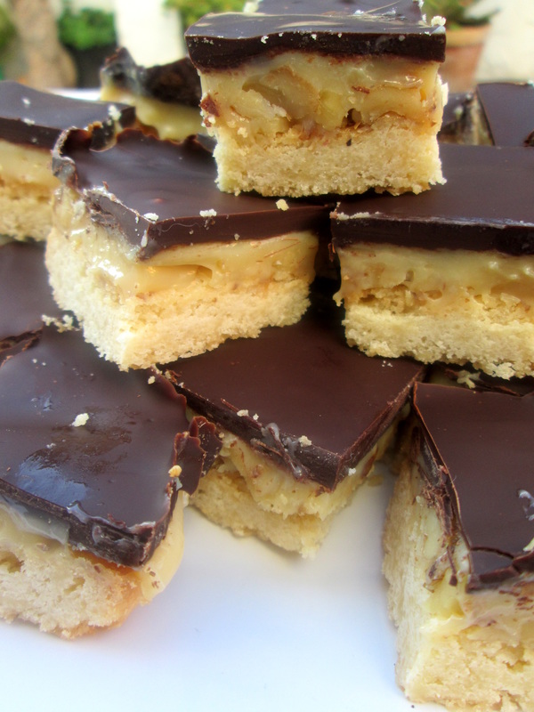 a stack of millionaire walnut shortbread cookies