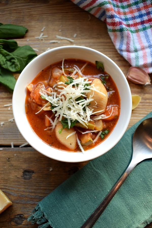 over head view of the Minestrone Soup