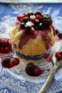 close up of the fruits of the forest mini bundt cakes