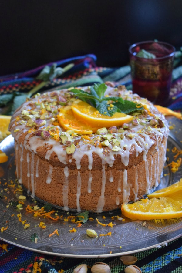 Close up of a Tunisian Orange Cake.