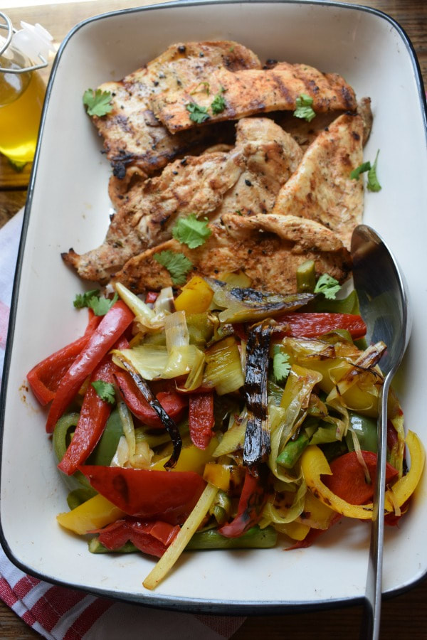 Grilled Paprika Chicken Salad in a serving dish