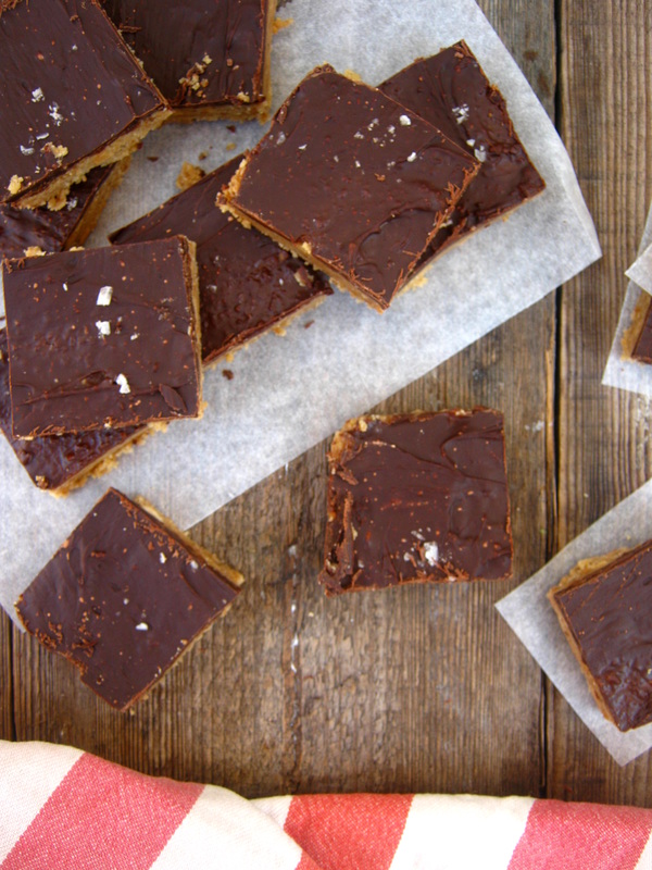 over head view of the no bake peanut butter squares