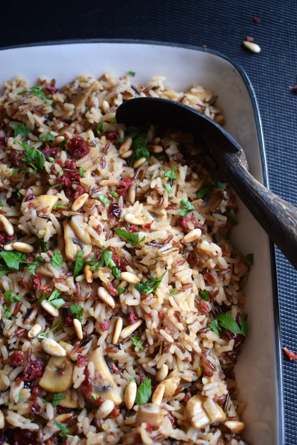 wild rice in a serving dish