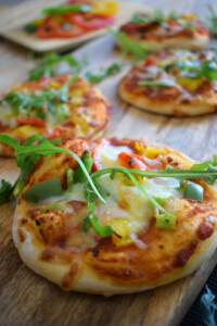 close up of the mini pizza