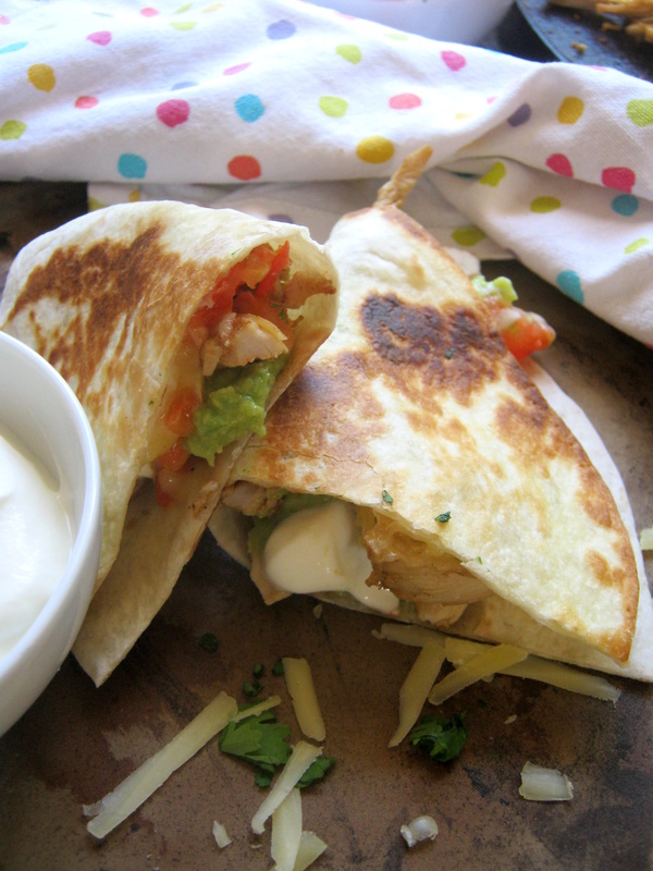 close up of the loaded quesadillas