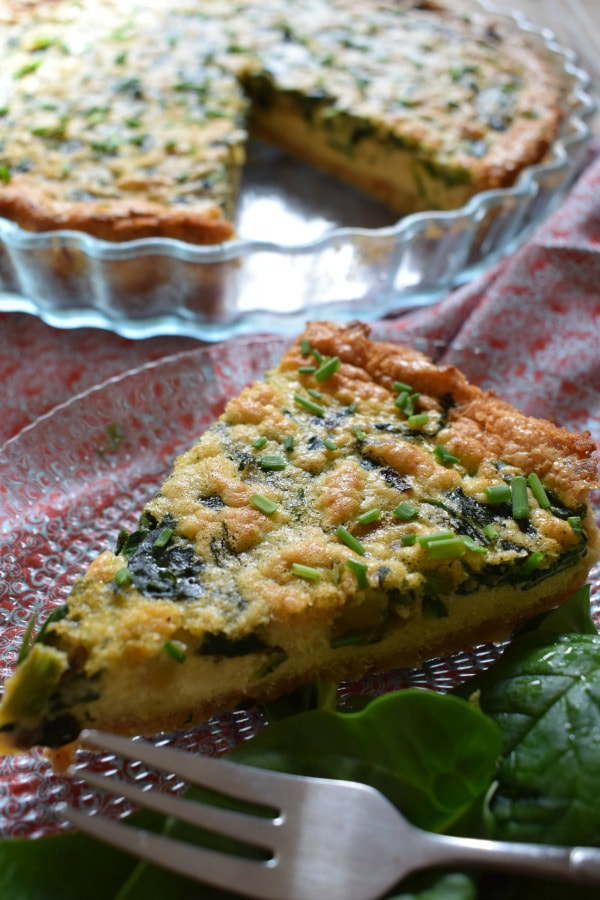 Spinach Quiche with a Hash brown Crust