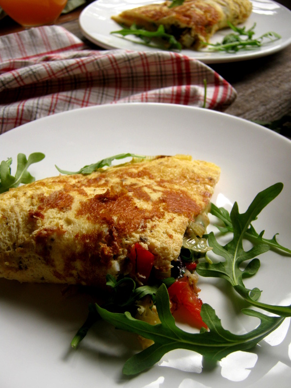 Close up of the Red Pepper Leek & Mozzarella Omelette 