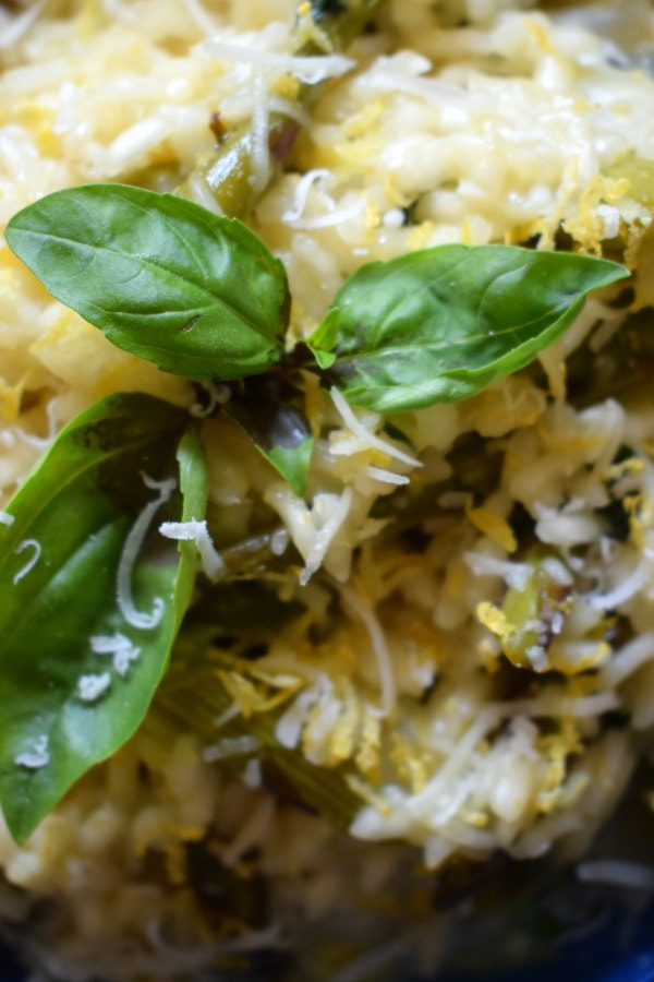 close up of the Lemon & Asparagus Risotto