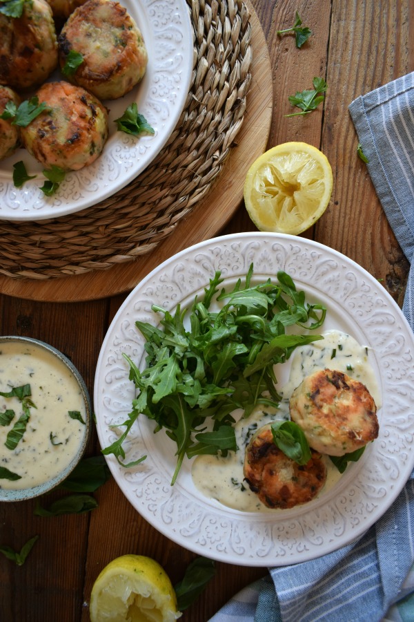 Table setting of the Salmon and Leek Cakes image