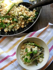 over head table view of the Sauteed Wild Asparagus Couscous