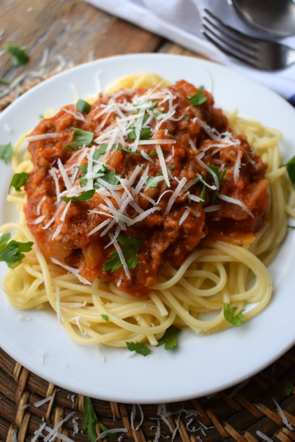 Classic Spaghetti Bolognese on a plate