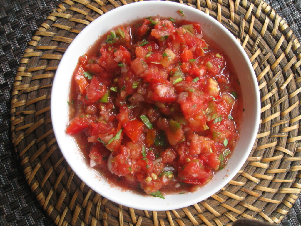 over head view of the spicy salsa